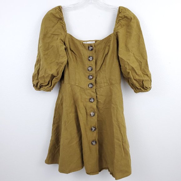 Zara TRF Collection Square Neck Button Blouse S